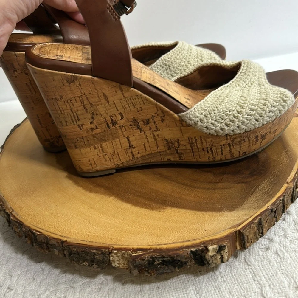Altar'd State Cream & Brown Cork Wedge Sandals